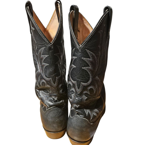 Men's Dan Post Black & White Cowboy Boots Size 9D - Picture 5 of 10
